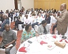 Joseph Bukari Nikpe (standing), Minister of Transport, addressing guests at the stakeholders Breakfast Meeting in Accra. Picture: SAMUEL TEI ADANO