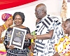 Osabarimba Kwesi Atta II, the Oguaamanhen, presenting an award to Vice-President Prof. Naana Jane Opoku-Agyemang