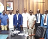 Emmanuel Armah-Kofi Buah (5th from left), Minister of Lands and Natural Resources; Alhaji Yusif Sulemana (5th from right), Deputy Minister of Lands and Natural Resources,  with members of the committee