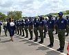 Ms Ruth Dela Seddoh, Director General National Service Authority inspecting the parade mounted by the national service personnel