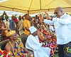 President Mahama exchanging pleasantries with some chiefs in Dodowa
