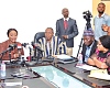 Benita Sena Okity-Duah (left), Coordinator, Free Senior High School Secretariat, addressing the press conference. With her is Dr Clement Apaak, Deputy Minister of Education. Picture: ELVIS NII NOI DOWUONA