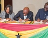 Kwasi Agyei (middle), Controller and Accountant General, John Awuah (right), CEO, Ghana Association of Banks, and Akosua Blay (left), Chief Business Officer, Ghana Interbank Payment and Settlement Systems Limited (GHIPSS), signing the agreement. Picture: ERNEST KODZI