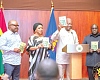 President John Dramani Mahama (2nd from right) with the support of Julius Debrah (right), the Chief of Staff, Valerie Sawyerr (2nd from left), Senior Presidential Advisor, and Dr Calistus Mahama, Secretary to the President, launching the Code of Conduct for political appointees