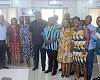 Theophilus Yartey (arrowed),  Editor, Graphic;  Albert Kwabena Dwumfour (middle), President of GJA, with members of the Editorial Board 