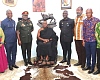 Odeneho Kwafo Akoto III (seated), Akwamuhene, with Brig. Gen. Maxwell Mantey (3rd from left), Director-General, Narcotics Control Commission; Alexander Twum-Barima (4th from right), Deputy Director-General of Enforcement, Control and Elimination, and some management team from the Commission after the meeting in Akwamufie. Picture: ELVIS NII NOI DOWUONA 