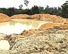 The Adankrano section of the Birim River blocked  by illegal miners