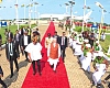 President John Mahama ushering in Narendra Modi, the Indian Prime Minister, to the arrival hall of the Kotoka International Airport in Accra