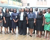 Kate Addo (middle), Coordinating Director, Public Affairs Subdivision; Supt. (Rtd) Effia Tenge (4th from right), Director of the Public Engagement Department; Rosemary Arthur Sarkodie (4th from left), Deputy Clerk in charge of Information Management Services; and Hannah A. Amoah (3rd from left), Editor, Junior Graphic, with staff of the Public Engagement Department and Junior Graphic. Picture after the workshop: ESTHER ADJORKOR ADJEI