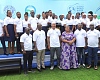 Gizella Tetteh-Agbotui (middle), a deputy minister of Works, Housing and Water Resources, together with Adam Mutawakilu (3rd from left), Managing Director, Ghana Water Limited, Dr Bob Alfa (2nd from left), Executive Director, Water Resources Commission, Rev. Stephen Yaw Osei (2nd from right), Chief Director, Ministry of Works, Housing and Water Resources, and some guests after the celebration.   Picture: SAMUEL TEI ADANO