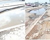 Potholes filled with water at Dansoman Junction in Accra