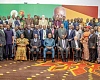 President John Mahama (seated middle) flanked by Dr Cassiel Ato Forson (2nd from right), Minister of Finance; Prof. Michael Kpessa-Whyte (2nd from left), Director-General, SIGA, with the CEOs