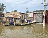 Residents of Tetegu have resorted to the use of canoe within the community. Picture: DOUGLAS ANANE-FRIMPONG
