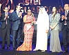Naomi Oyoe Ohene Oti, the winner, receiving her award from Sheikh Nahyan bin Mubarak Al Nahyan (3rd from right), the Minister of Tolerance of the United Arab Emirates. Looking on are other dignitaries  