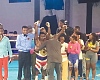 Emmanuel Mankatah Sackey being decorated with the belt after his victory