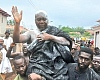 Ofentemfrem Omenasono Dr Bosoma Asor Nkrawiri III, the latest installed chief, being carried through the principal street 