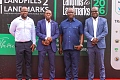 Henry Treku (left), Co-Founder of Landfills2Landmarks, with Kobla Nyaletey (2nd from left), Executive Director of Retail and Business Banking at Absa; Daniel Tetteh (2nd from right), Renowned Entrepreneur, and Samuel Ofori Gyampoh (right), Co-Founder of Landfills2Landmarks, after the event. Picture: CALEB VANDERPUYE