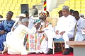 Sheikh Osman Nuhu Sharubutu (middle), National Chief Imam, praying for the nation during the Eid-ul-Adha celebration at the Black Star Square in Accra. With him is President John Dramani Mahama. Picture: ELVIS NII NOI DOWUONA