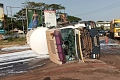 Firefighters avert disaster after fuel tanker overturns at VALCO roundabout