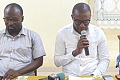 Dr Josephat A. Nyuzaghl (right), Upper West Regional Director of Health Services, addressing the media