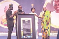 Vice-President Prof. Naana Jane Opoku-Agyemang (2nd from right) and Chief Justice Paul Baffoe-Bonnie (2nd from left) presenting a citation to Tsatsu Tsikata (right), Legal Practitioner. Applauding is Prof. Kofi Abotsi (left), Dean, UPSA Law School. Picture: ERNEST KODZI