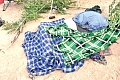 Covered bodies of some of the victims of the Volta Lake canoe disaster 