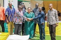 Linda Obenewaa Akweley Ocloo (middle), Greater Accra Regional Minister, being assisted by Bright Demordzi  (2nd from left), National Coordinator of the Feed  Ghana Programme, to hand over the fowls to the Accra Metropolitan Assembly. Picturs: ELVIS NII NOI DOWUONA 