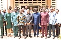 Kwabena Mintah Akandoh, Minister of Health, with the management and staff of the College of Health Sciences, University of Ghana. With him is Dr Alfred Oko Vanderpuije (5th from right), MP for Ablekuma South