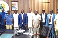 Emmanuel Armah-Kofi Buah (5th from left), Minister of Lands and Natural Resources; Alhaji Yusif Sulemana (5th from right), Deputy Minister of Lands and Natural Resources,  with members of the committee