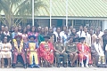 Air Marshal Dr Felix Adom Asante (4th from left), President, National Defence University; Prof. Rosemary Aboagye Boohene (5th from left), former Pro Vice-Chancellor of UCC; Major Bright Attah Addae (4th from right), Principal of the college, and some students at the matriculation ceremony
