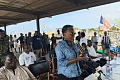 Ms Emelia Arthur, Minister for Fisheries and Aquaculture speaking to the fishers and other stakeholders