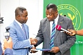 Prof. Agyeman Badu Akosa (right), a former Director- General, Ghana Health Service, and Chairman, Investigation Committee, presenting the report to Kwabena Mintah Akandoh, Minister of Health. Picture: ELVIS NII NOI DOWUONA 