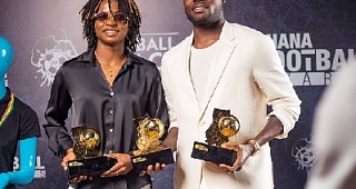Thomas Partey and Doris Boaduwaa (left) were the big winners at the awards gala