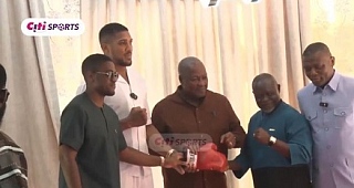 Anthony Joshua, Legacy Rise team pay courtesy call on President Mahama