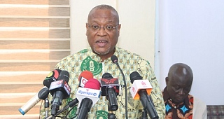 Alex Segbefia, Chairman, John Evans Atta Mills Memorial Heritage, addressing the press conference. Picture: ELVIS NII NOI DOWUONA 