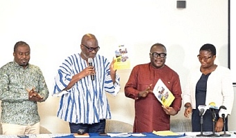 Prof Henry Kwasi Prempeh (2nd from left), Executive Director, CDD, launching the 2025 PIAC statutory report. With him are Richard Ellimah (2nd from right), Chairman, PIAC, and other dignitaries at the event