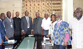 Rev. Dr Cyril Fayose (middle), General Secretary of the Christian Council, and Prof. Ahmed Abdulai Jinapor (4th from left), Director-General of GTEC, and others after the meeting