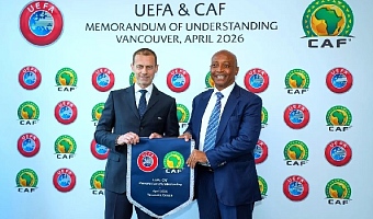 CAF President Patrice Motsepe and UEFA President Aleksander Čeferin