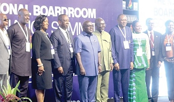 Julius Debrah (5th from left), Chief of Staff, with some dignitaries at the summit in Accra.  Picture: ESTHER ADJORKOR ADJEI 