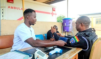 One of the personnel going through the process to donate blood