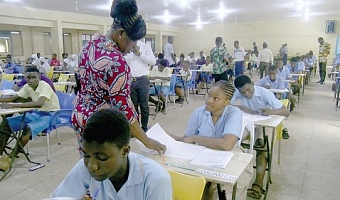 Dr Rosemond Wilson, Head of National Office of the West African Examinations Council, at one of the centres 