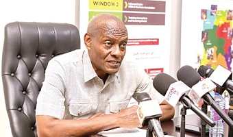 Zakaria Sulemana, Director-General of CTVET, addressing the media during the briefing. Picture: CALEB VANDERPUYE