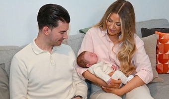 Grace Bell and Steven Powell with their baby son Hugo