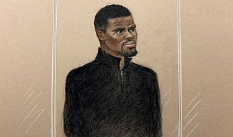 A court drawing of Partey, who will answer to the charges in court in London later this month