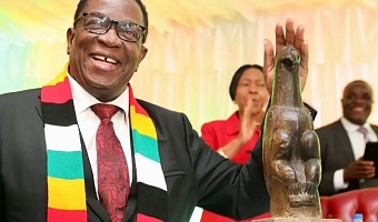 Zimbabwean President Emmerson Mnangagwa received the sculpture after years of negotiation