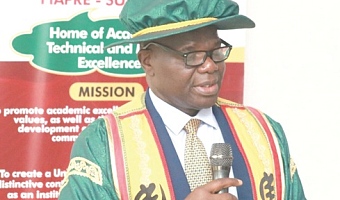 Prof. Matthew Glover Addo,  Vice-Chancellor of the Catholic University of Ghana, addressing the special matriculation