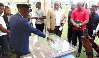 FLASHBACK: Isaac Ntiamoah (left), Marketing Manager, Lakeside Estate, explaining a point to Ato Afful (right), Managing Director, GCGL, and Samuel Amegayibor (right), Executive Secretary, Ghana Real Estate Developers Association, during the Graphic-GREDA Housing Fair. Picture: ELVIS NII NOI DOWUONA 