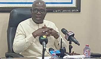 John Mmeb Kunyan Wumborti, acting Commissioner, AIB Ghana, addressing the media