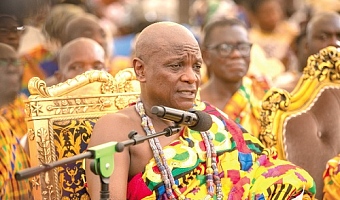 Togbe Afede Xiv speaking at the durbar last Saturday. Picture: DOUGLAS ANANE-FRIMPOMG