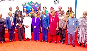 COP Lydia Yaako Donkor (5th from left), Director-General, CID, Ghana Police Service, with Dr Sadiq I. Abubakar (4th from left), Deputy Inspector-General, Nigeria Police Force, and other dignitaries after the meeting